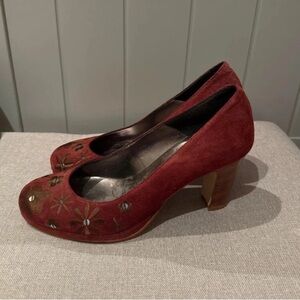 Chic Burgundy Suede Women's Heels
